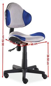 Scaun ergonomic de birou copii gri-albastru Q-G2, 48X41X80/92