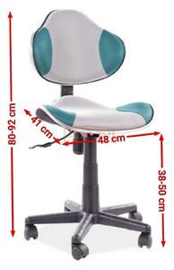 Scaun birou copii ergonomic turcoaz-gri Q-G2, 48X41X80/92