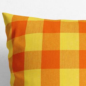 Goldea față de pernă din bumbac kanafas - carouri mari galben-portocaliu 30 x 50 cm