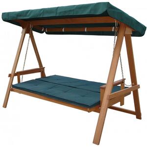 Balansoar pentru gradina din lemn, Soleil, 3 locuri, functie pat, perne incluse, 235x178.5x117.5 cm