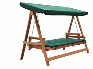 Balansoar pentru gradina din lemn, Soleil, 3 locuri, functie pat, perne incluse, 235x178.5x117.5 cm