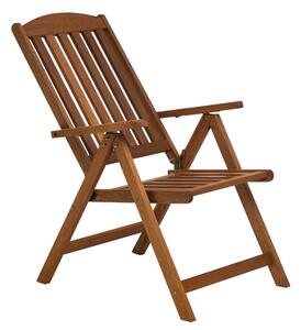 Scaun din lemn de Meranti pentru gradina, cu brate, pliabil, spatar reglabil, Bonn, culoare Teak