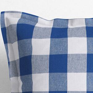 Goldea față de pernă din bumbac cu tiv decorativ kanafas - carouri mari albastre și albe 30 x 50 cm