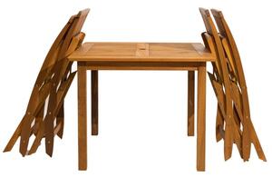 Set mobilier terasa / gradina Essen, masa si 4 scaune pliabile cu brate, perne, lemn de Meranti, patrata, teak