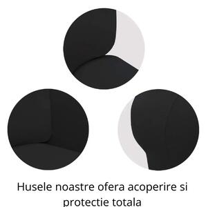 Husa Elastica Moderna pentru Canapea 2 Locuri + 1 Față de Perna CADOU, cu Brate, Negru HES2-21