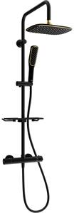 Mexen KT49 set de duș exterior cu duș de ploaie și baterie termostatică, negru/auriu - 771504993-75
