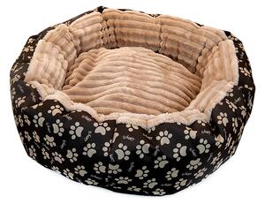 Culcus moale cu perna, pentru caine pisica, culoare maro-raiat, impermeabil, baza antiderapanta, 50 cm