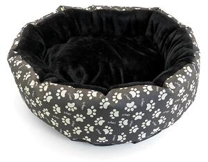 Culcus moale cu perna, pentru caine pisica, culoare negru, impermeabil, baza antiderapanta, 50 cm