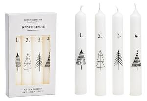 Lumanari de Advent TREES set de 4, albe