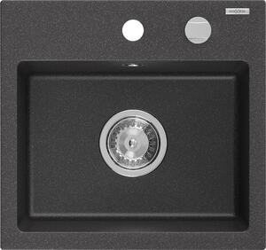 Mexen Milo chiuvetă granitică 1-compartiment 435 x 410 mm, negru pătat, sifon crom - 6505441000-76