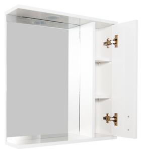 Oglinda cu dulap pt baie Badenmob, PAL lucios, alb, 1 usa, 2 polite, 55 x 60 x 14 cm