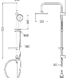 Mexen Carl set de duș montat pe perete cu duș deasupra și baterie de duș Pecos, crom - 72740240-00