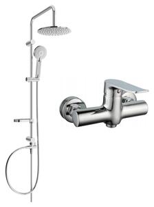 Mexen Carl set de duș montat pe perete cu duș deasupra și baterie de duș Pecos, crom - 72740240-00