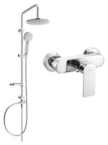 Mexen Carl set de duș montat pe perete cu efect de ploaie și baterie de duș Royo, crom - 72240240-00
