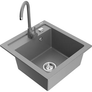 Mexen Vito chiuvetă de granit cu 1 compartiment și baterie de bucătărie Telma, gri - 6503-71-670200-71