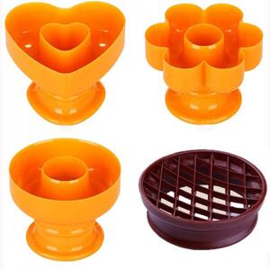 Set de 4 forme pentru gogosi Simur, plastic, portocaliu/visiniu