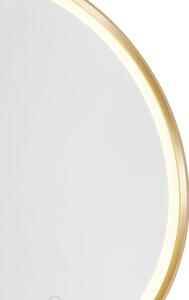 Oglindă rotundă de baie aurie de 50 cm incl. LED cu dimmer tactil - Miral
