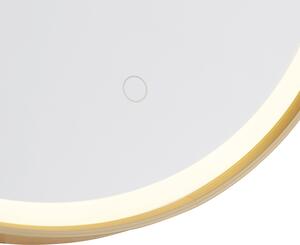Oglindă rotundă de baie aurie de 50 cm incl. LED cu dimmer tactil - Miral