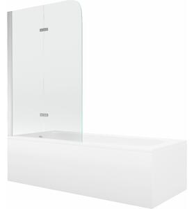 Mexen Vega cadă dreptunghiulară 160 x 70 cm cu mascare și paravan cu 2 uși 100 cm, transparent, crom - 550116070X9010020100