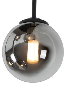 Lampă modernă de tavan neagră cu 5 lumini și sticlă fum - Atena