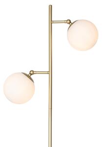 Lampă de podea Art Deco aurie cu sticlă mată 2 lumini - Pallon