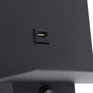 Lampă de perete modernă, negru, cu conexiune USB - Flero