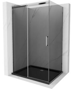 Mexen Omega cabina de duș glisantă 100 x 80 cm, grafit, crom + cadă de duș Flat, negru - 825-100-080-01-40-4070