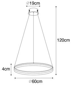 Lampă suspendată design aurie 60 cm cu LED 3 trepte reglabilă - Anello