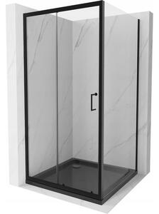 Mexen Apia cabină de duș culisantă 90 x 90 cm, transparentă, neagră + cadă de duș Flat, neagră - 840-090-090-70-00-4070B