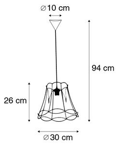 Lampă suspendată retro neagră 30 cm - Granny Frame