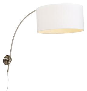 Lampă modernă de arc de perete din oțel cu umbră albă 50/50/25 reglabilă