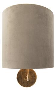 Lampă de perete vintage de culoare aurie cu nuanță de catifea taupe - Mat