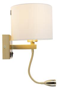 Lampă de perete aurie USB cu umbră albă - Brescia Combi