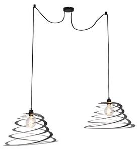 Lampă suspendată de design 2 lumini cu nuanță spirală de 50 cm - Scroll
