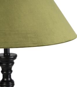Lampă de podea neagră cu nuanță de velur verde 55 cm - Classico