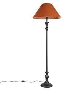 Lampă de podea neagră cu nuanță de velur portocaliu 55 cm - Classico
