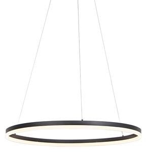 Lampă suspendată inel de design neagră 80cm cu LED și dimmer - Anello
