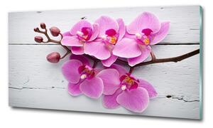 Fotografie imprimată pe sticlă Orhideea pe lemn