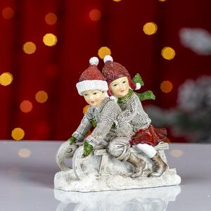 Decorațiune Crăciun, Copii cu Sanie Ceramica
