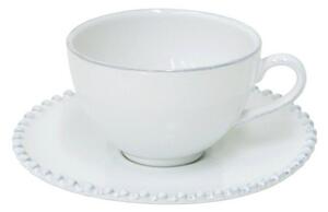 Ceașcă și farfurioară din gresie ceramică Costa Nova Pearl, 250 ml, alb