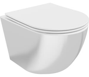 Mexen Lena vas wc fără margini cu capac de toaletă cu cădere lentă slim, duroplast, alb/argintiu - 30224004