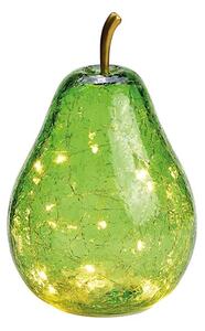 Decoratiune Green Pear din sticla cu 10 LED 16 cm
