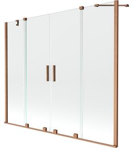 Mexen Velar Duo paravan de cadă cu 2 aripi glisante 200 x 150 cm, transparent, cupru periat - 896-200-000-02-65