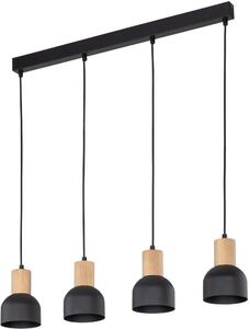 TK Lighting Cairo lampă suspendată 3x15 W negru-lemn 4896