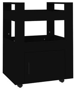 Cărucior de bucătărie, negru, 60x45x80 cm, lemn prelucrat