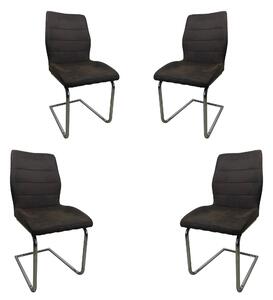 Set 4 scaune dining MF WILTON, textil imitație piele, cadru metalic, wenge