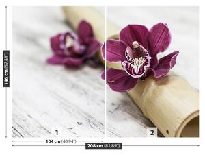 Fototapet Orchid lemn