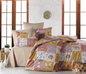 Lenjerie de pat pentru o persoana cu husa elastic pat si perna dreptunghiulara, Autumn, bumbac ranforce, multicolor