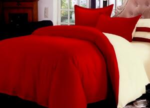 Lenjerie de pat pentru o persoana cu husa elastic pat si fata perna dreptunghiulara, Supreme, bumbac ranforce, gramaj tesatura 120 g mp, Rosu