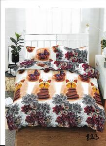 Lenjerie de pat matrimonial cu husa de perna dreptunghiulara, Unique, bumbac mercerizat, multicolor